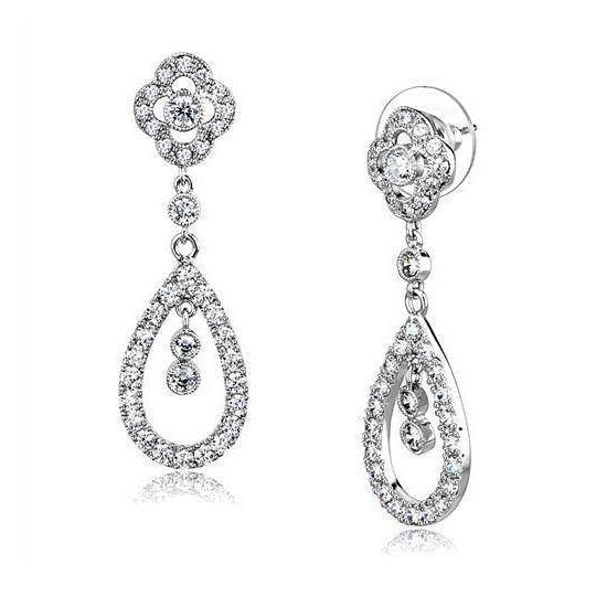 Elegant dangle earrings for vacation outfits featuring a floral design adorned with sparkling crystals