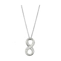 Silver infinity necklace with sparkling accents, perfect as elegant jewelry for vacation outfits