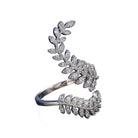 Women's Jewelry - Rings Elegant Leaf Ring Open Adjustable Shiny Crystal Jewelry