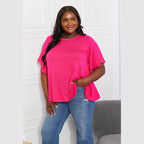 Trendsi elegant pink top with flutter sleeves and a relaxed fit for stylish casual wear