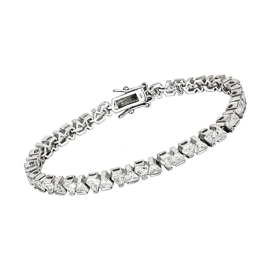 Elegant silver tone bracelet for ladies with sparkling cubic zirconia stones and a secure clasp
