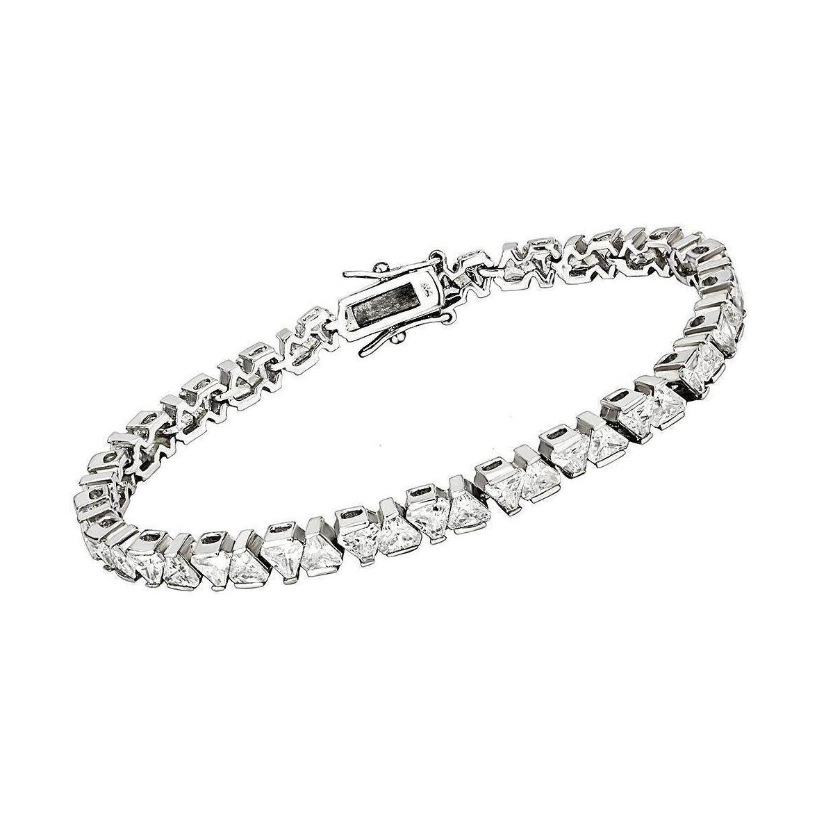 Elegant silver tone bracelet for ladies with sparkling cubic zirconia stones and a secure clasp