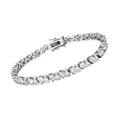 Elegant silver tone bracelet for ladies with sparkling cubic zirconia stones and a secure clasp