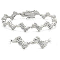 Elegant silver tone bracelet with crystals featuring a floral design for a stylish look