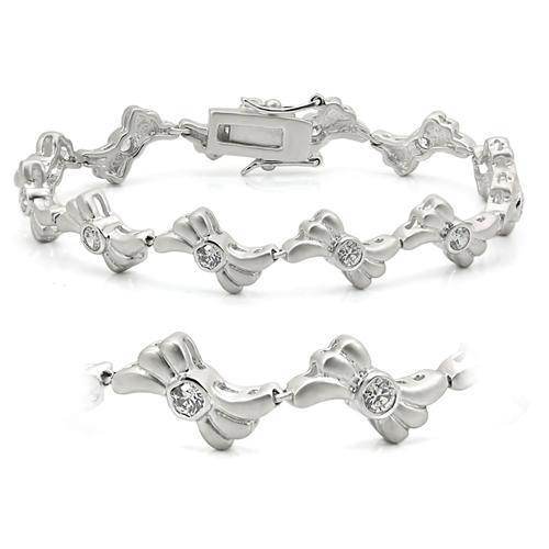 Elegant silver tone bracelet with crystals featuring a floral design for a stylish look