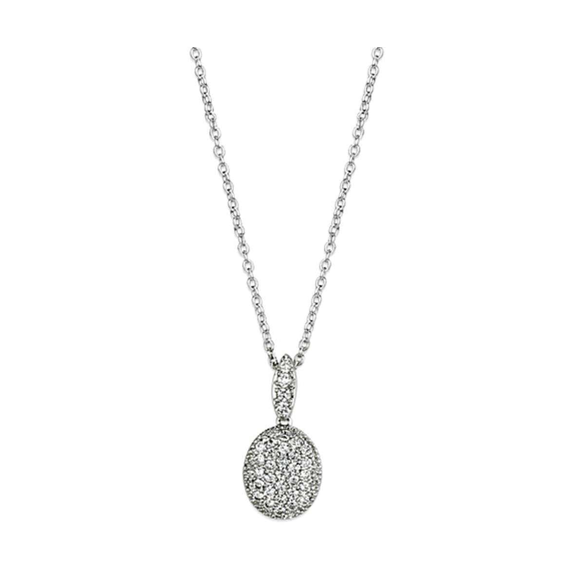 Elegant silver tone necklace with a sparkling pendant, perfect for any occasion