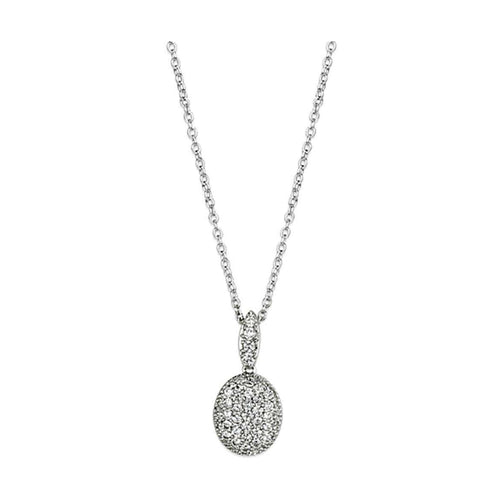 Elegant silver tone necklace with a sparkling pendant, perfect for any occasion