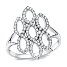 Elegant vacation jewelry for women featuring a silver ring with diamond-like design and intricate detailing