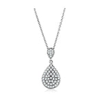 Stunning silver necklace with a sparkling teardrop pendant, perfect as elegant vacation jewelry for women