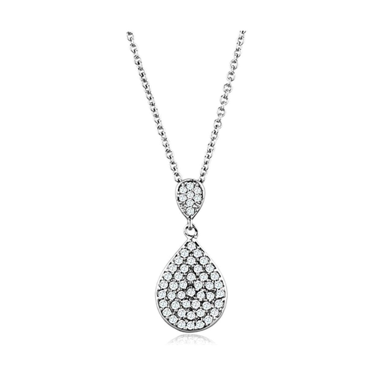 Stunning silver necklace with a sparkling teardrop pendant, perfect as elegant vacation jewelry for women