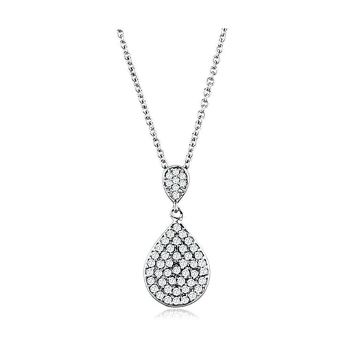 Stunning silver necklace with a sparkling teardrop pendant, perfect as elegant vacation jewelry for women