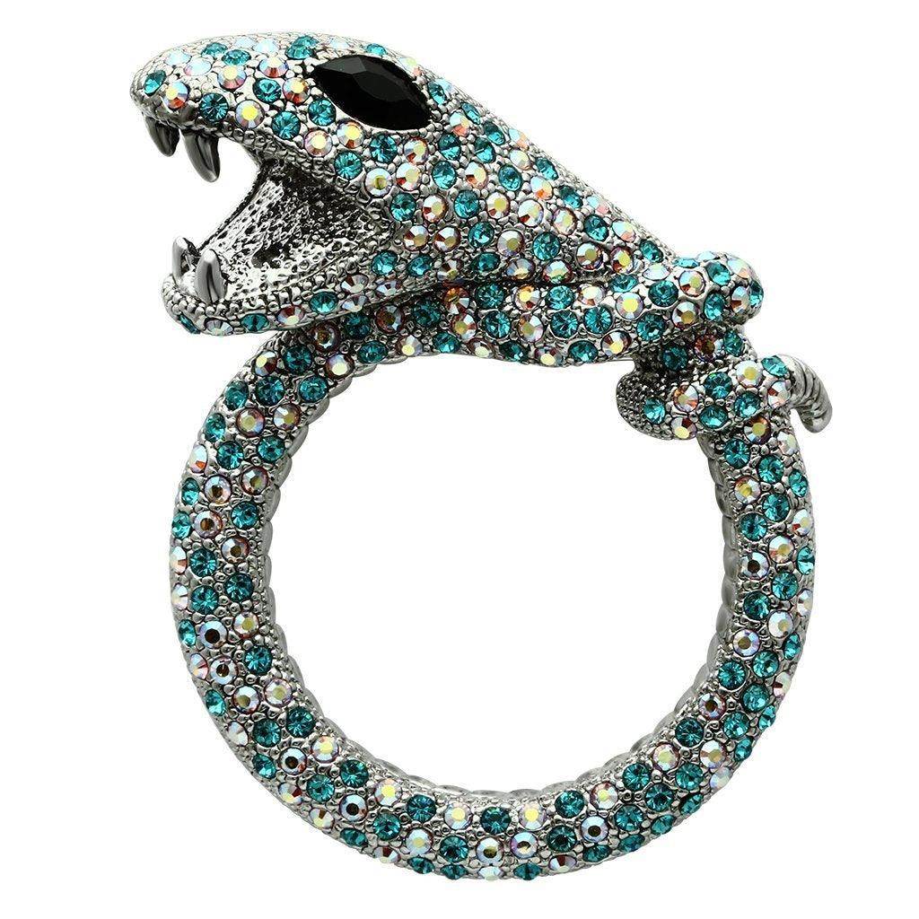 Stunning emerald green statement brooch in snake design with sparkling embellishments for women's jewelry