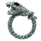 Stunning emerald green statement brooch in snake design with sparkling embellishments for women's jewelry