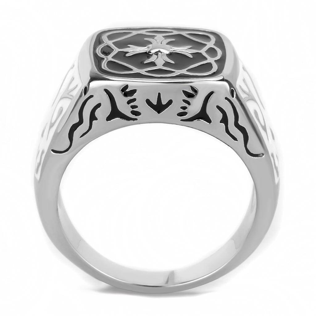 Stylish epoxy design men's rings featuring intricate patterns and a polished finish