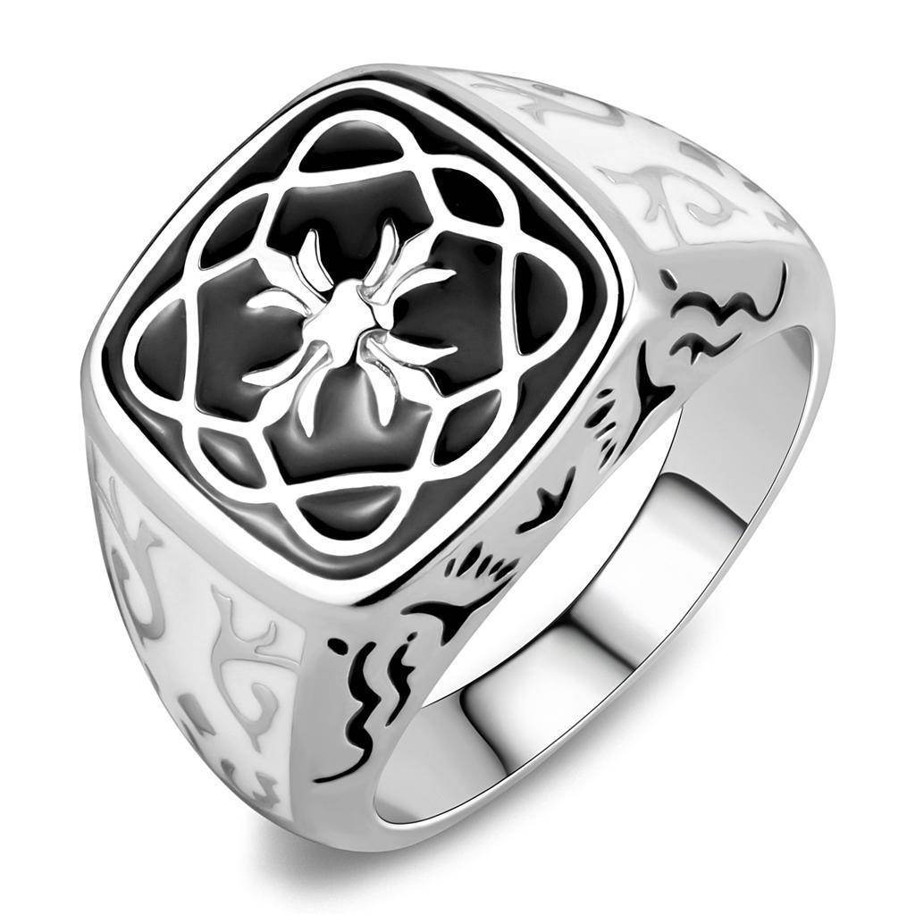 Stylish epoxy design men's rings with unique carved patterns and polished finish