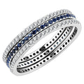 Elegant women's eternity band with blue stones and shimmering white gem accents for a stylish look