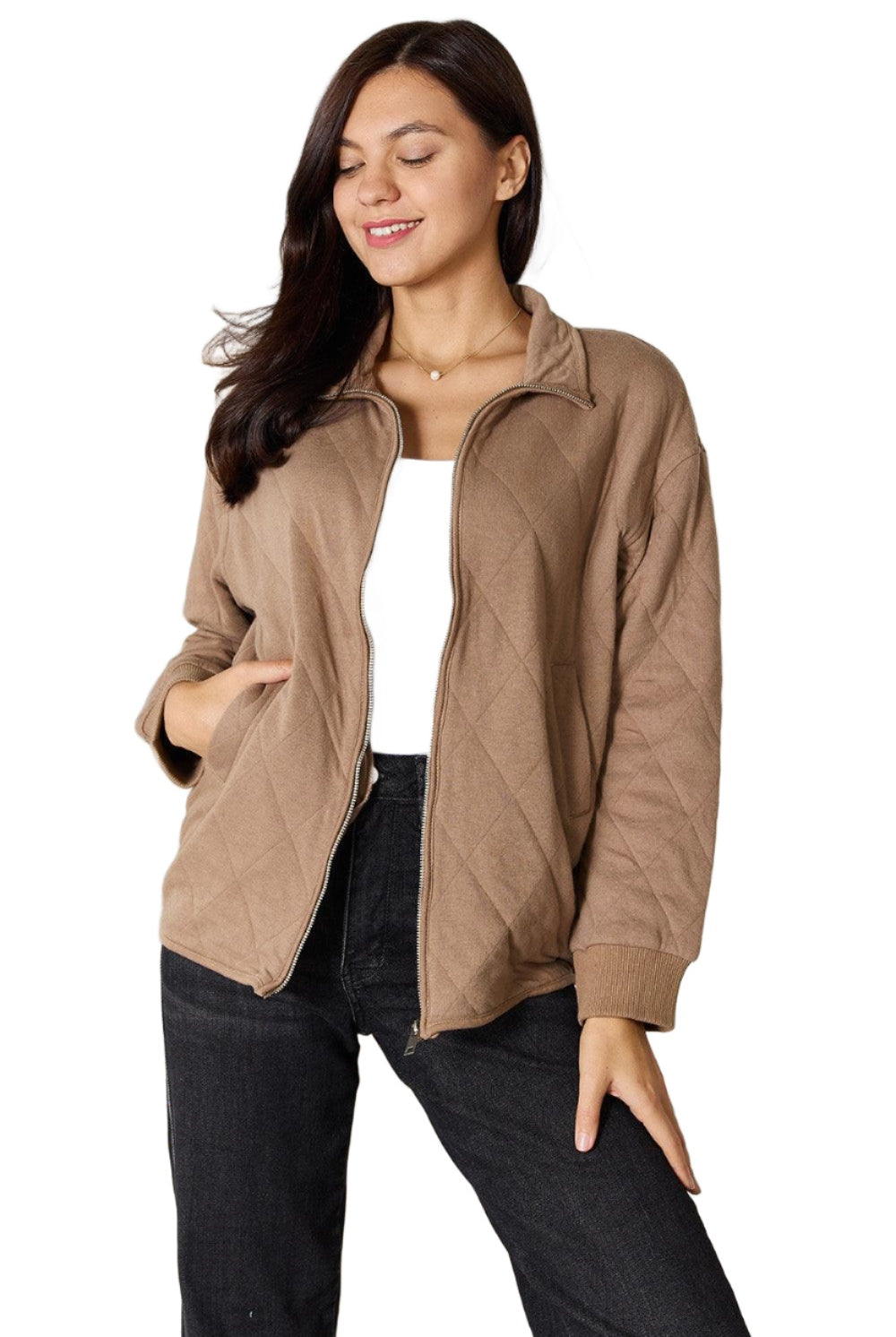 Women's Coats & Jackets Heimish Full Size Zip-Up Jacket with Pockets