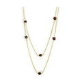 Stunning garnet CZ fashion necklace with gold chain and multiple garnet stones for elegant style