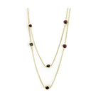 Stunning garnet CZ fashion necklace with gold chain and multiple garnet stones for elegant style