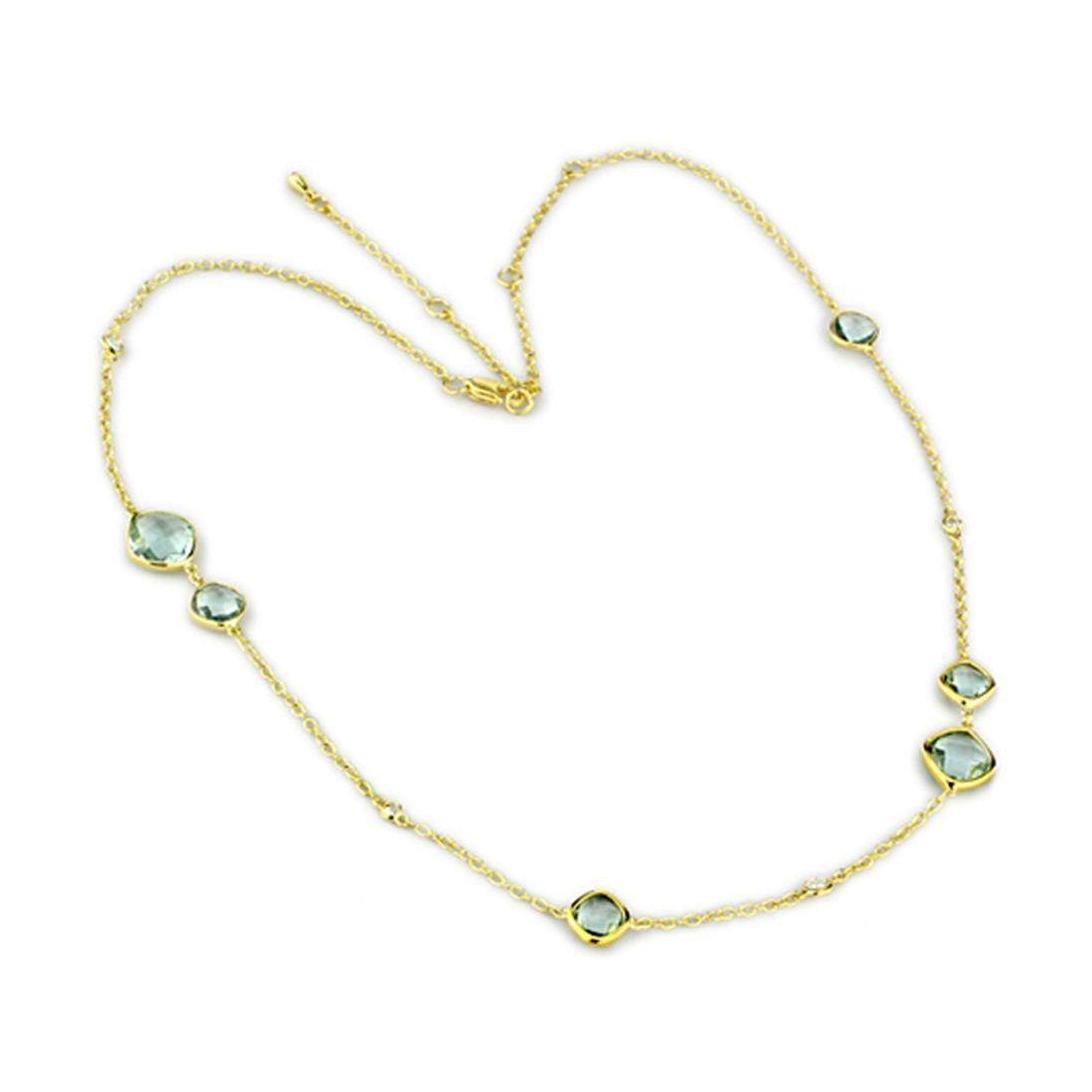 Gold Chain Necklace with Green Gemstones, perfect fashion jewelry for summer trips