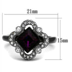 Black Women's Fashion Ring with Purple Gem and Sparkling Accents, perfect fashion jewelry for vacations
