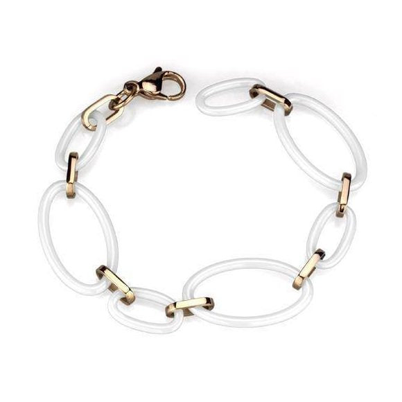 VacationGrabs Fashion Jewelry for Women: Clear Oval Link Bracelet with Gold Accents