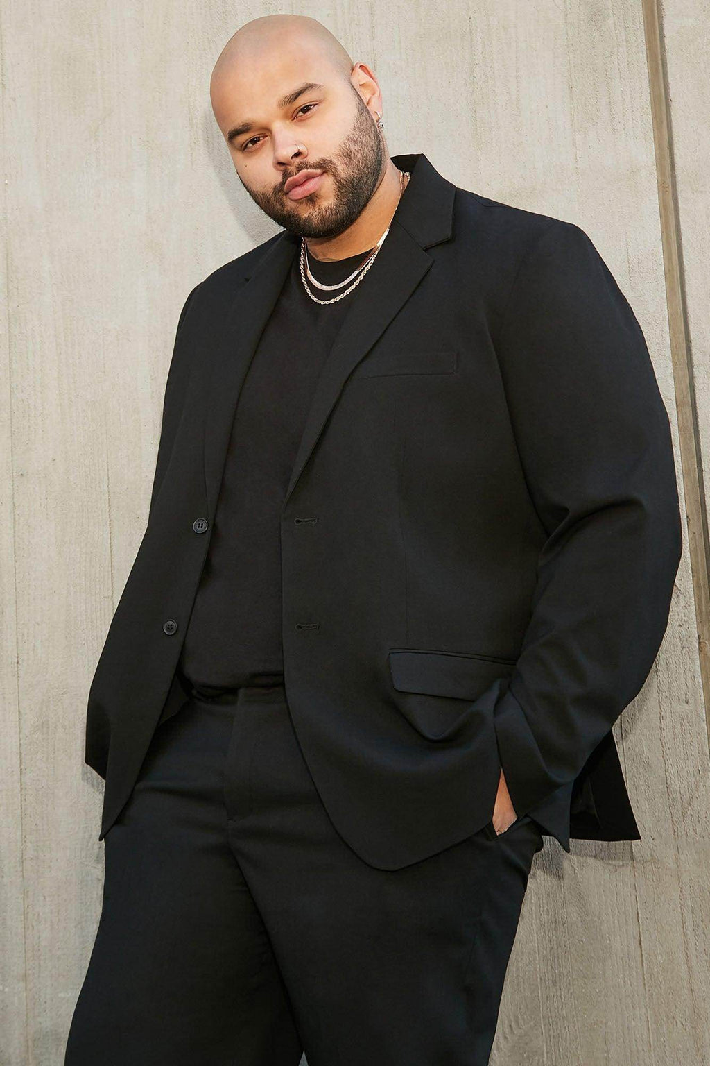Men's Fashion Nova modern stretch trousers styled with a black blazer for a contemporary look