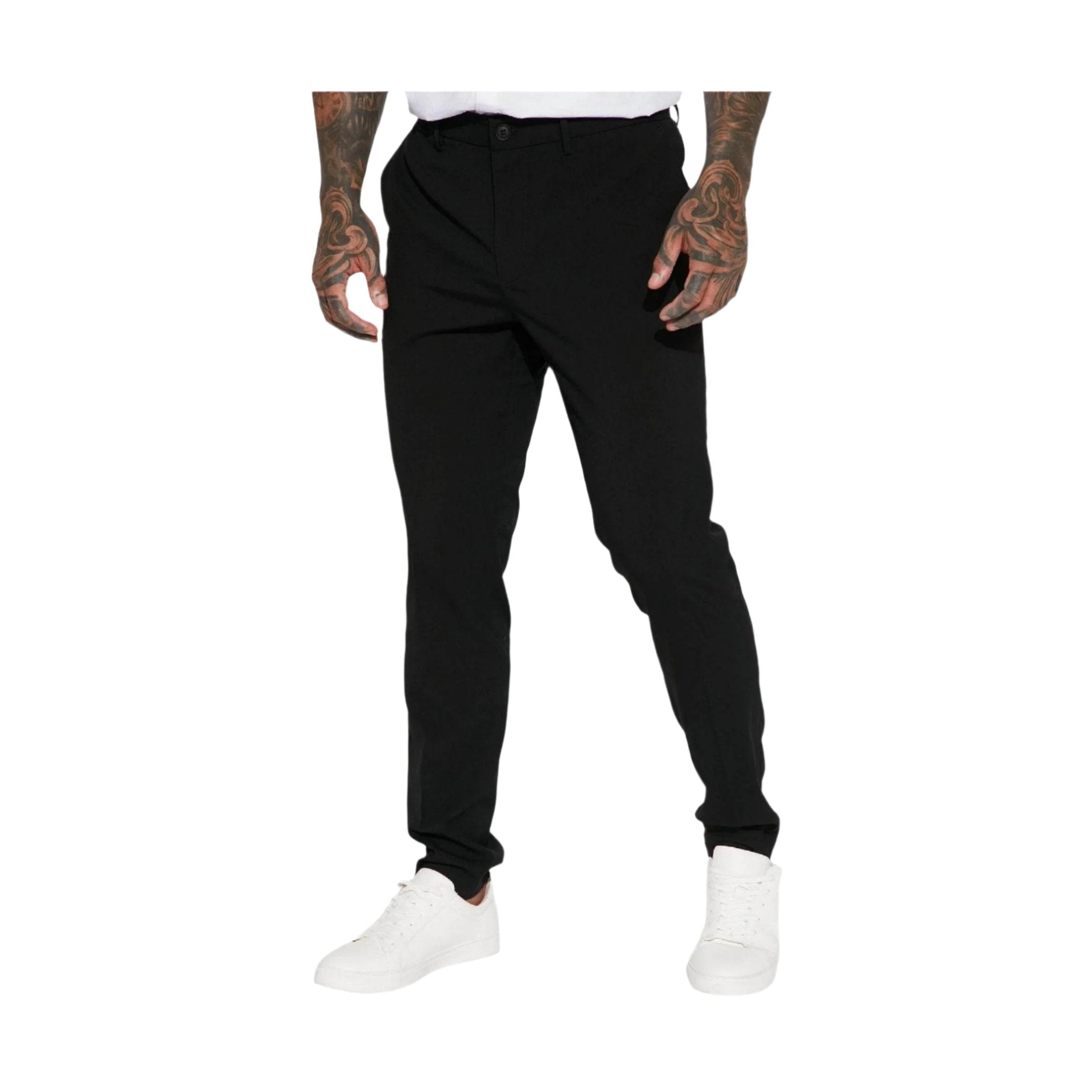 Fashion Nova Mens Modern Stretch Trousers in Black for a Stylish and Comfortable Fit