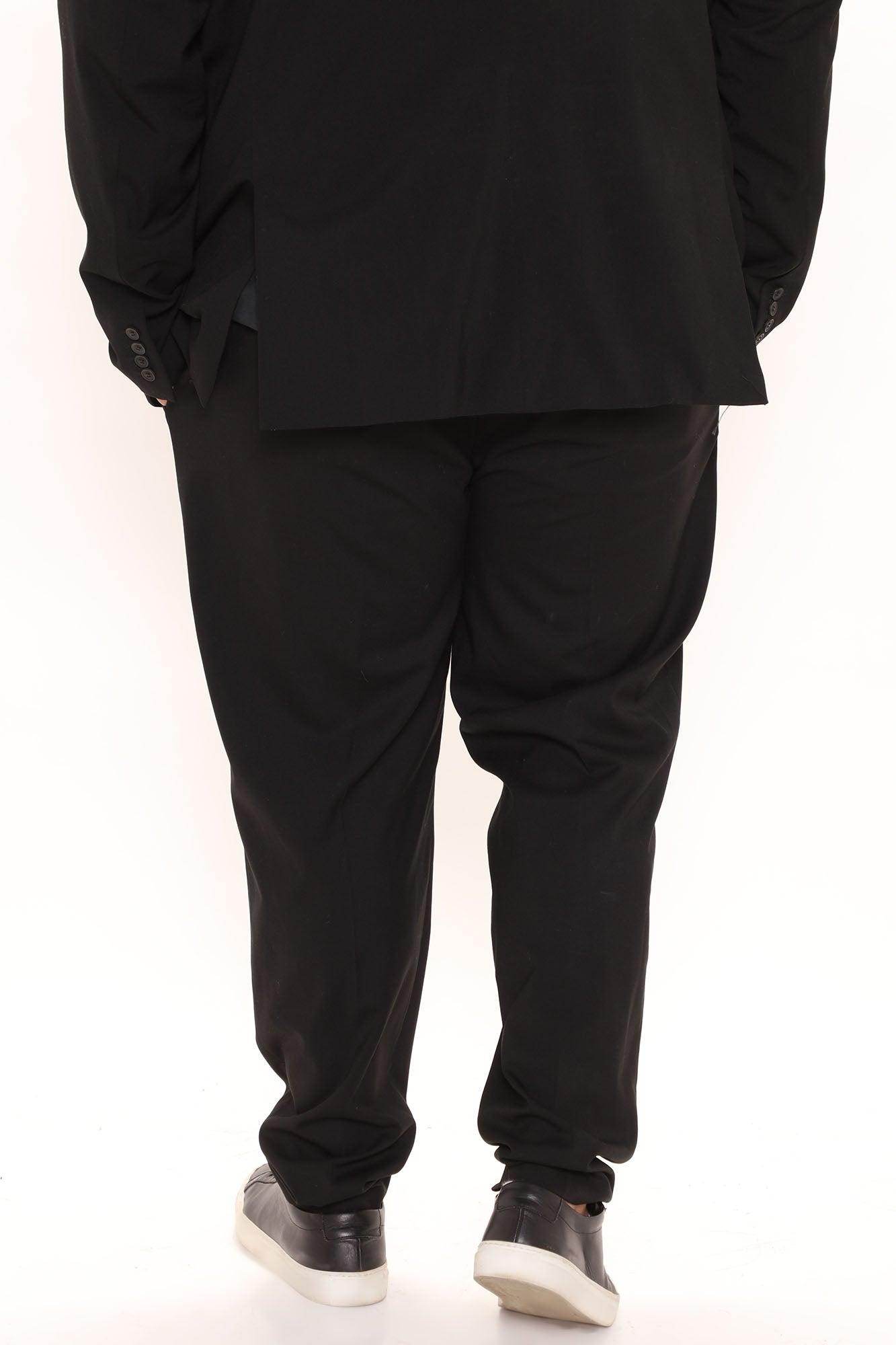 Men's black modern stretch trousers designed for comfort and style with a tailored fit