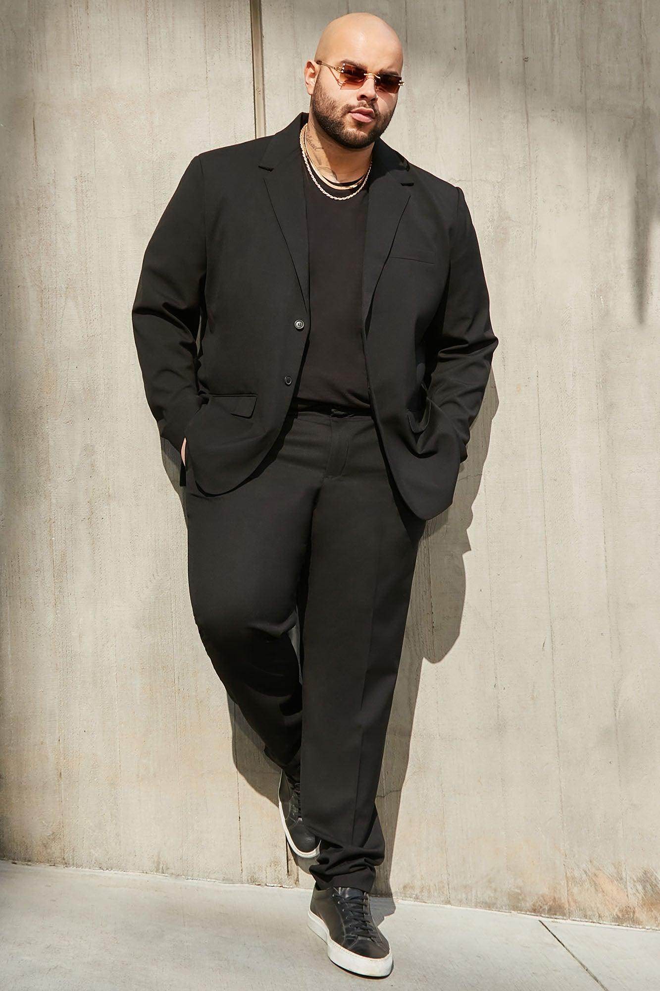 Fashion Nova modern stretch trousers in black, designed for a sleek, tailored look and comfortable fit