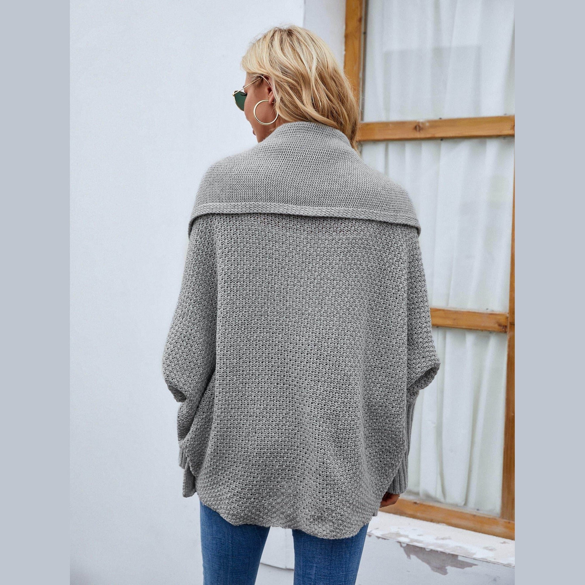 Trendsi stylish travel cardigan in gray with relaxed fit and cozy texture for comfortable layering