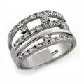 Silver triple band ring with sparkling stones, perfect vacation jewelry for women