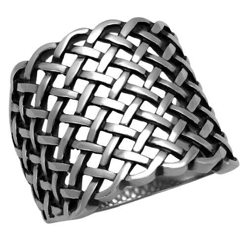 Stylish woven design ring in silver, a perfect choice for fashionable epoxy rings for men