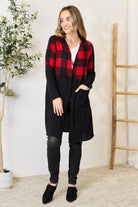 Women's Sweaters - Cardigans Heimish Full Size Plaid Open Front Cardigan