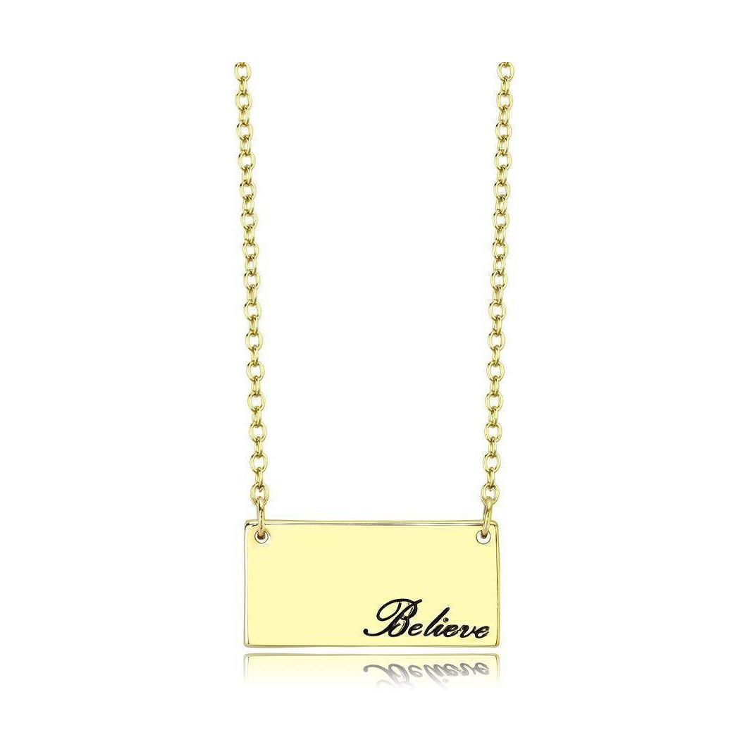 VacationGrabs flash gold brass necklace with a 'Believe' pendant for stylish women