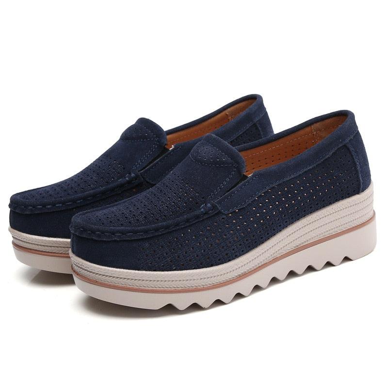 Women's Shoes - Flats Flats Sneakers Suede Leather Woman Casual Shoes Slip On...