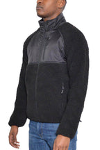 Men's fleece cut out jacket men in black with a sleek design and cozy texture for warmth