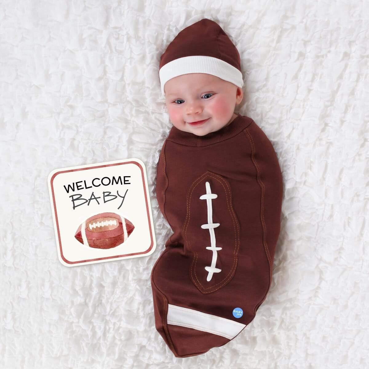  Football Baby Cocoon Swaddle Hat Outfit Costume Newborn To 15Lbs