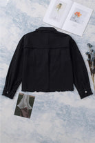 Women's Coats & Jackets Frayed Trim Snap Down Denim Jacket