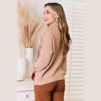 Trendsi Women's Fringe Front Long Sleeve Sweater in Soft Beige for Cozy Fall Style