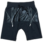 Men's front zip leather shorts with drawstring waist and stylish design for casual wear