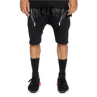 Men's front zip leather shorts with unique design and modern fit for casual wear