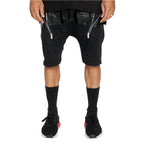 Men's front zip leather shorts with unique design and modern fit for casual wear