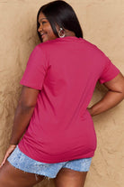 Trendsi Women's Full Size Llama T-shirt in vibrant pink, perfect for casual wear with denim shorts