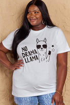 Simply Love Full Size No Drama Llama Graphic Cotton Tee - VacationGrabs