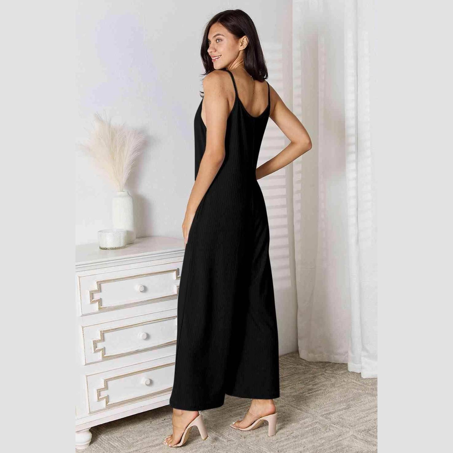 Trendsi Full Size Summer Jumpsuit in Black with Sleek Design and Adjustable Straps