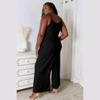 Trendsi full size summer jumpsuit in black with a comfortable fit, perfect for warm weather outings.