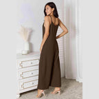 Trendsi full size summer jumpsuit in brown with adjustable straps and wide-leg design for a stylish look