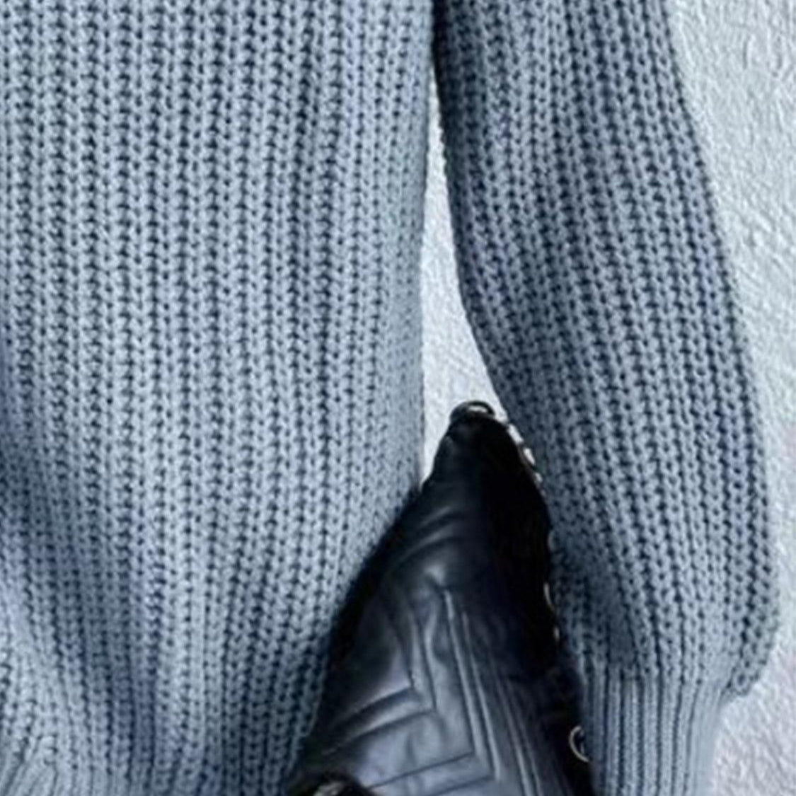 Women's Sweaters Full Size Turtleneck Rib-Knit Slit Sweater
