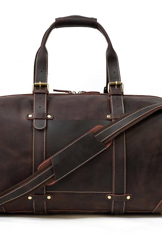 Luggage & Bags - Duffel Genuine Leather Duffle Bag Weekender Travel Bag Anti-Theft